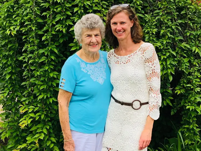 Older female testimonial with granddaughter