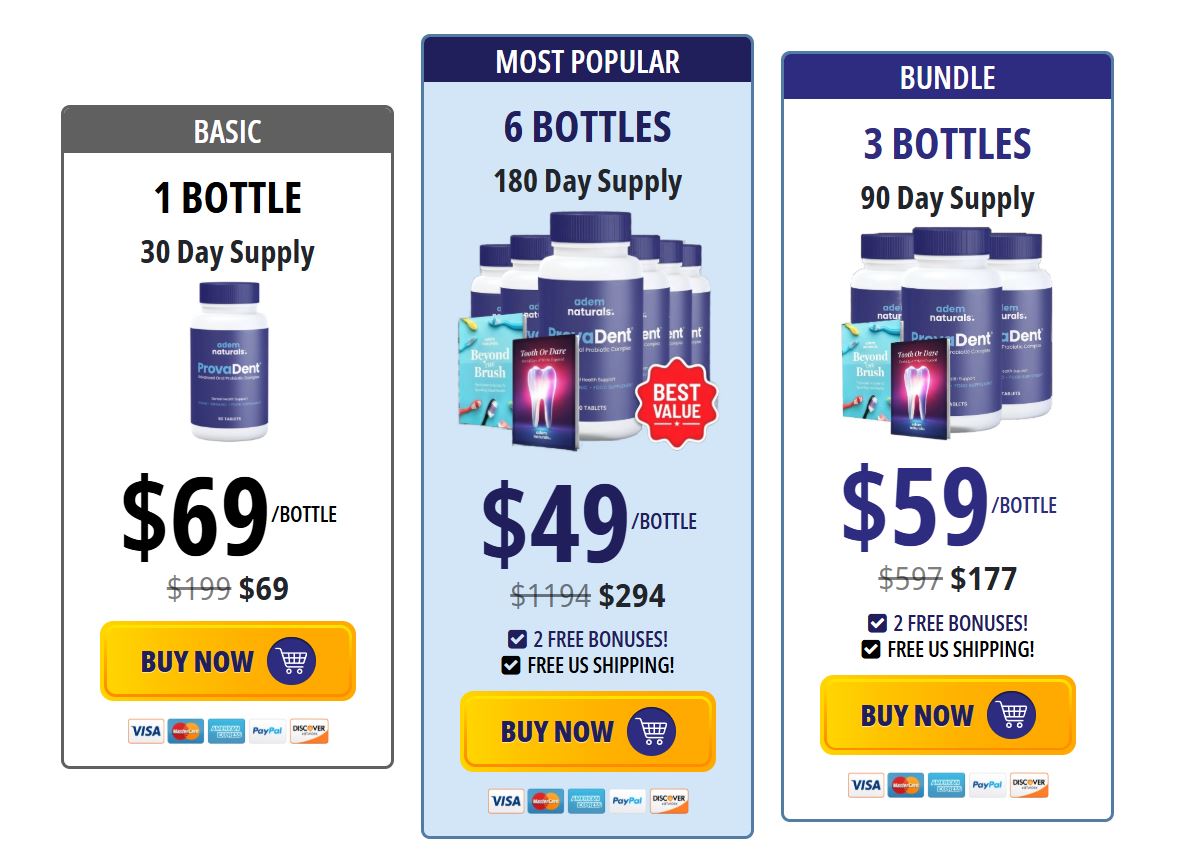 ProvaDent bottles and pricing options